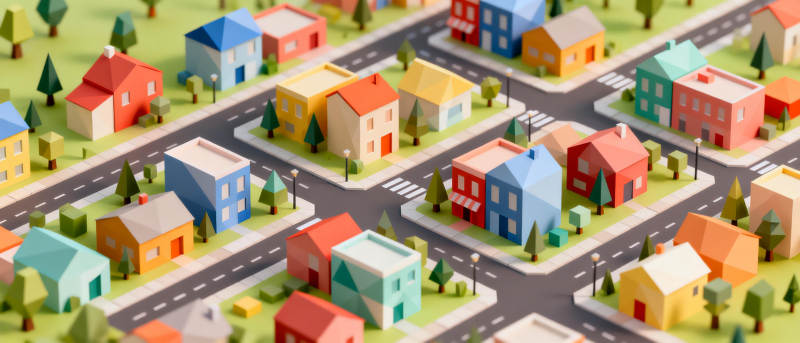 彩色小镇模型图图片