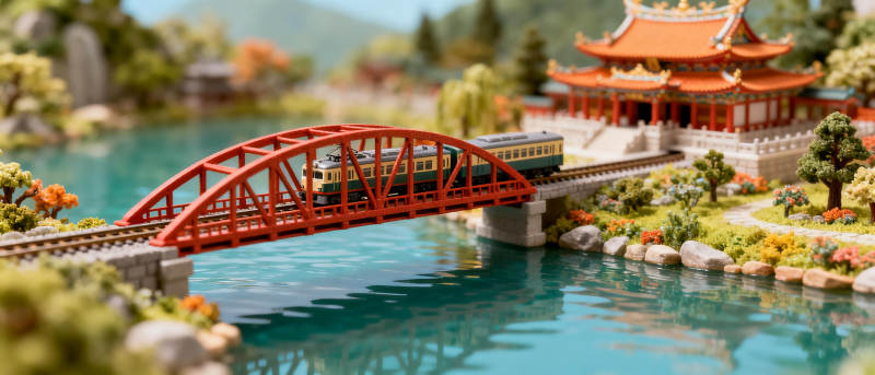 红桥碧水映古亭图片