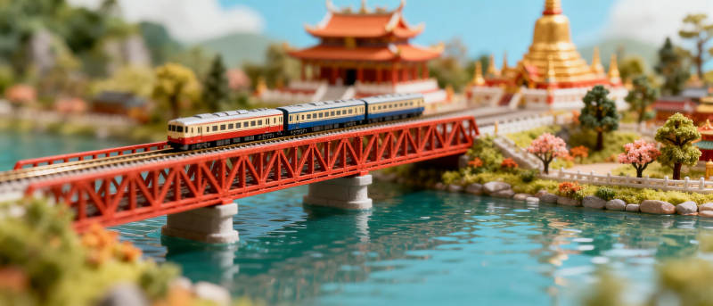 火车过桥美景图片