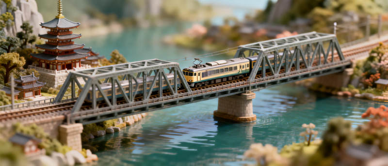 火车过桥模型图片