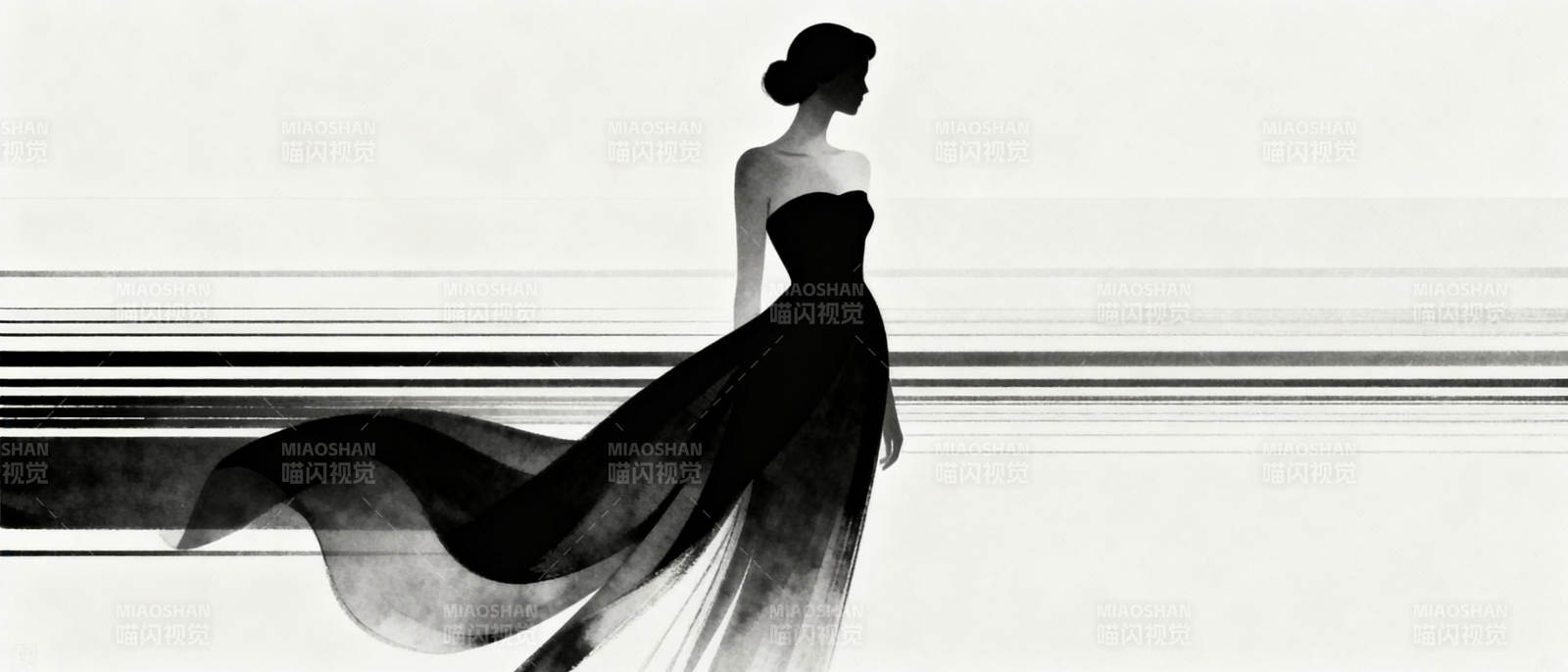 优雅的黑裙女人图片