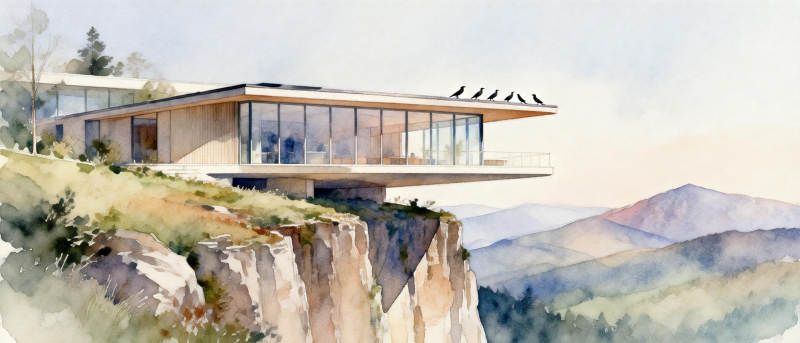 悬崖边的现代居所图片