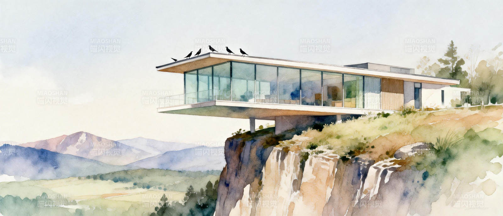 悬崖边的现代居所图片