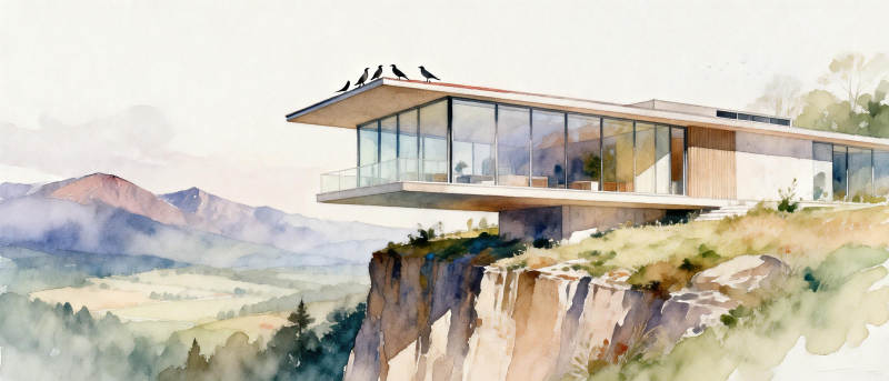 悬崖边的现代居所图片