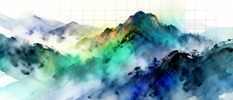 云山雾海水墨画图片