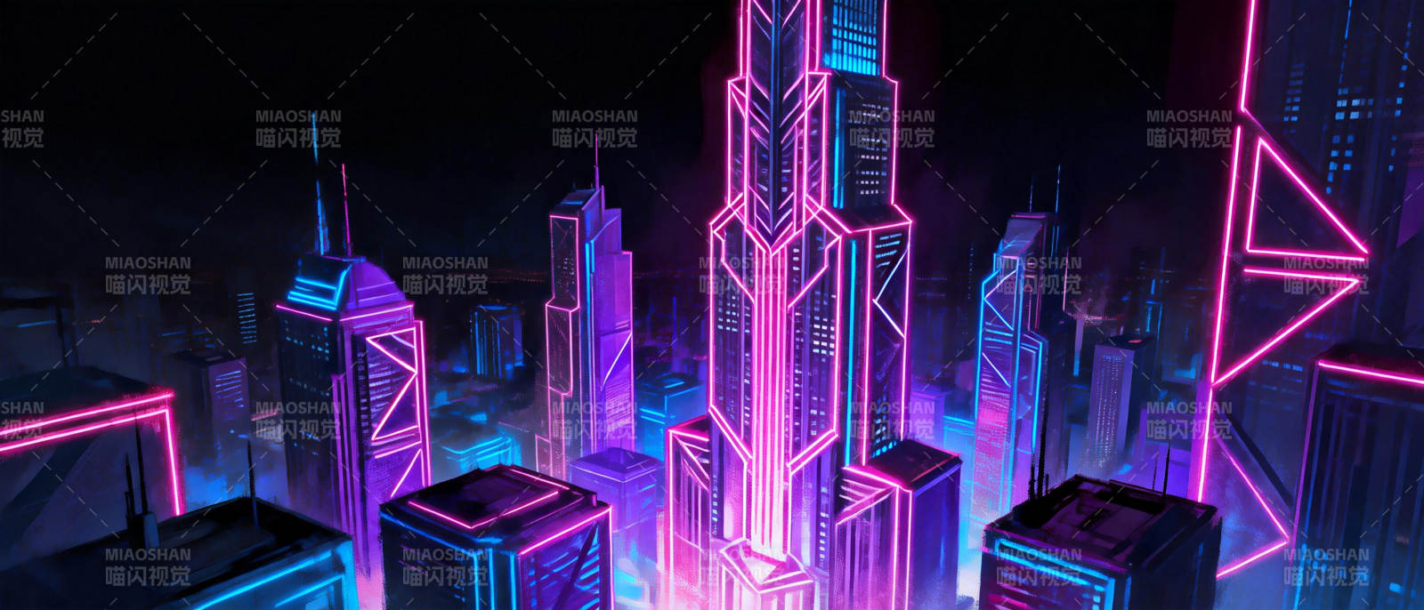 霓虹都市夜景图片