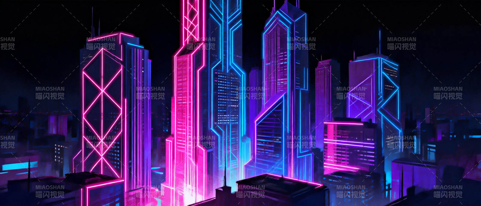 霓虹都市夜景图片