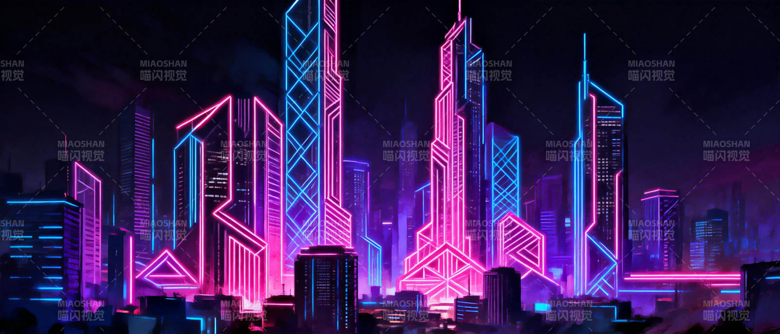 霓虹都市夜景图片