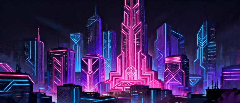 霓虹都市夜景图片