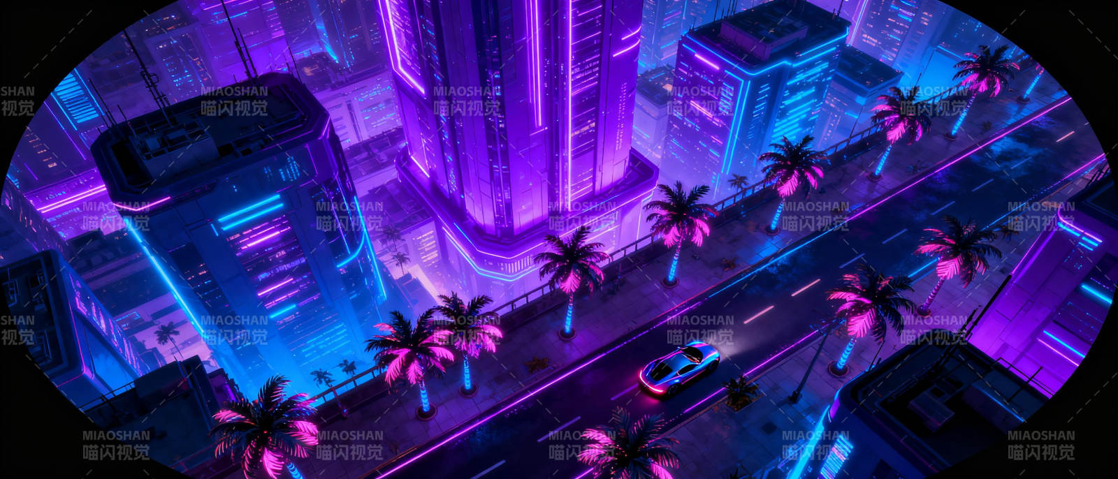 霓虹都市夜景图片