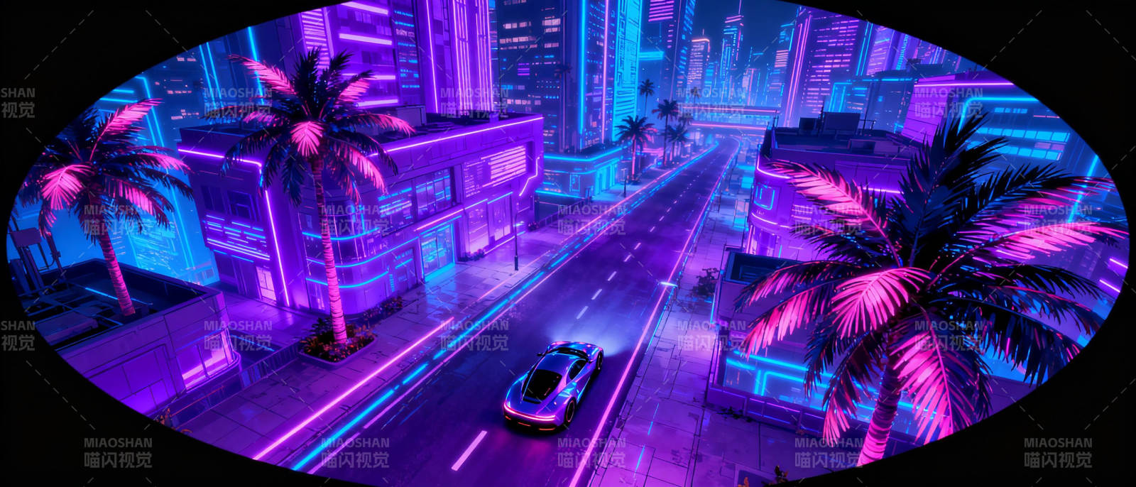 霓虹都市夜景图片