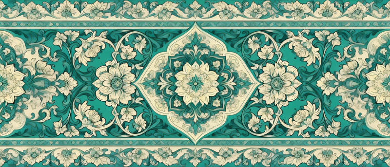 青绿花卉纹饰图片