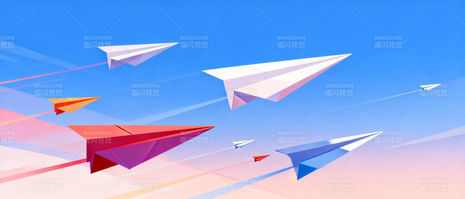 纸飞机翱翔天际图片