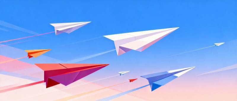 纸飞机翱翔天际图片