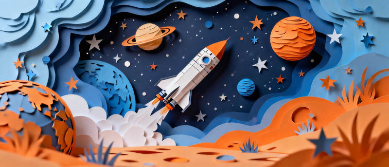 火箭飞向星空图片