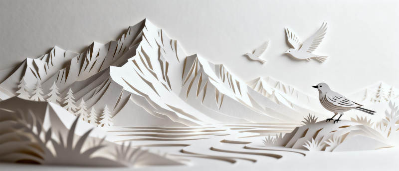 纸艺山水鸟影图片