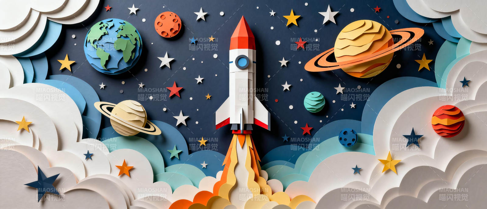 火箭飞向星空图片