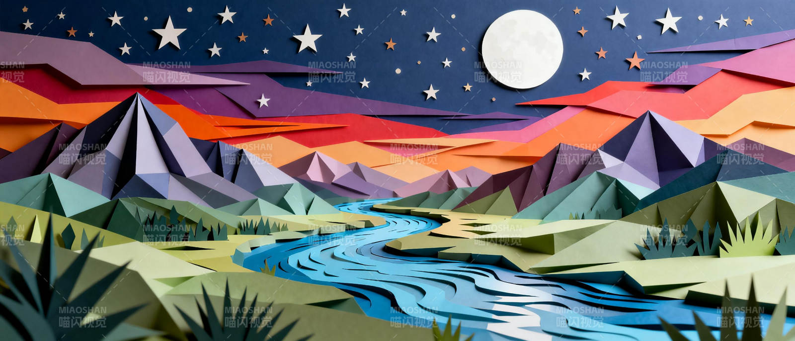 星夜山河图图片