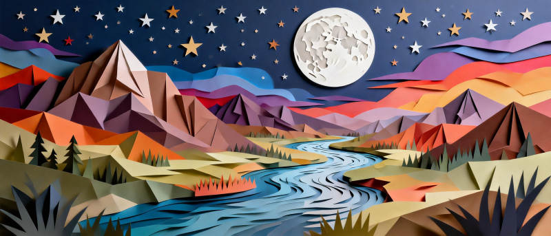 星夜山河图图片