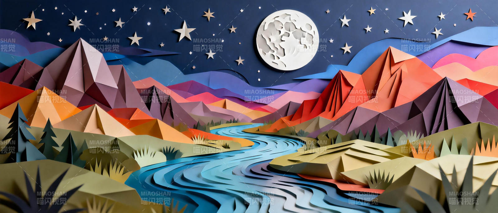 月夜山河图图片