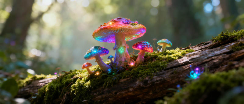 彩虹菇林间奇景图片