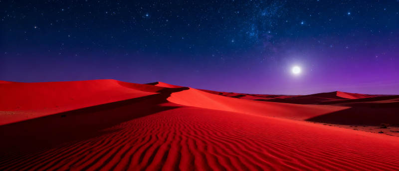 星夜沙漠红沙图片