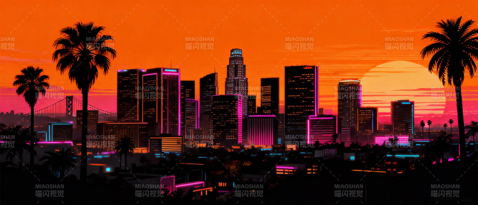 霓虹都市夜景图片