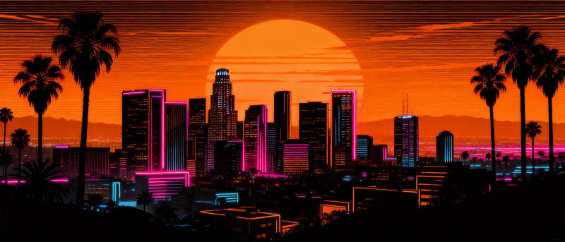 霓虹都市暮色图片