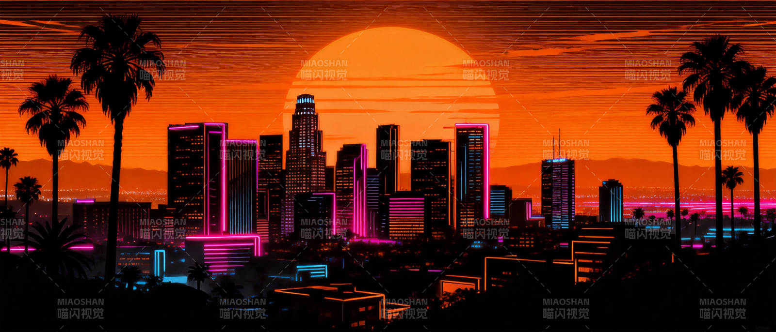 霓虹都市暮色图片