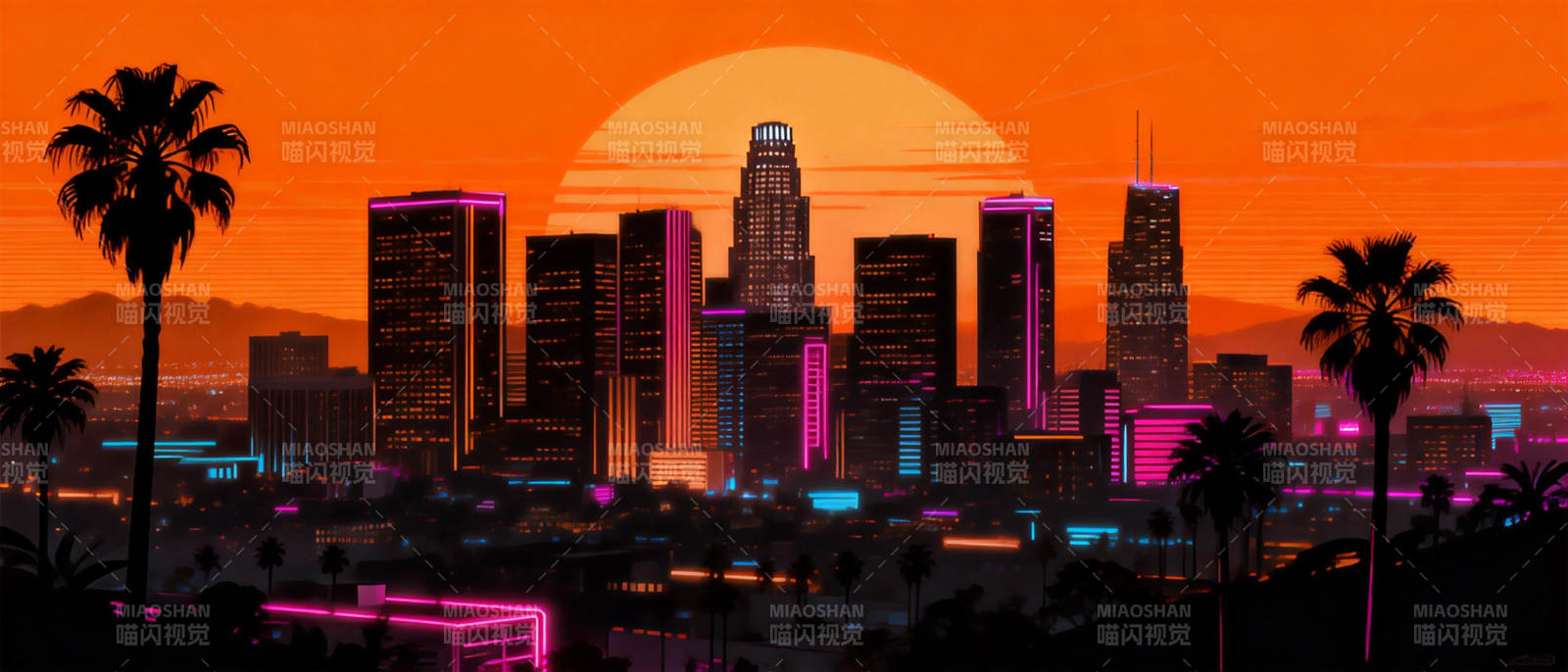 霓虹都市夜景图片