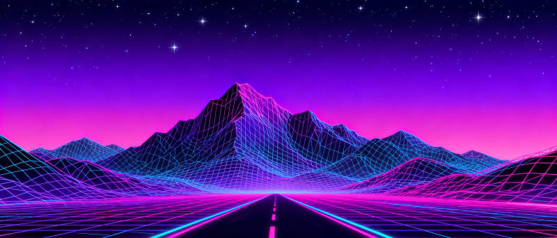 霓虹山川夜景图片