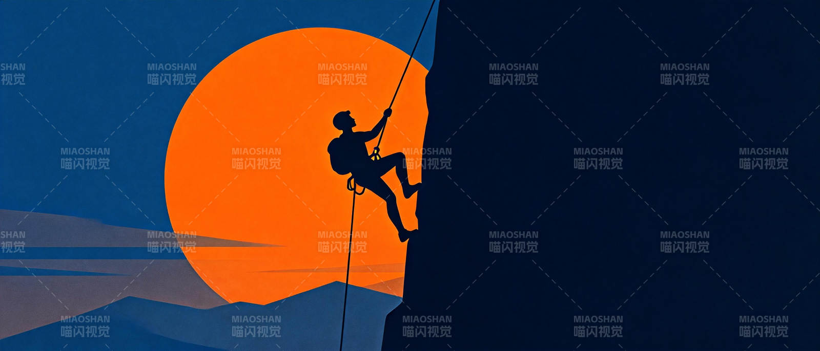 攀岩者剪影图片