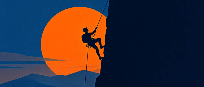 攀岩者剪影图片