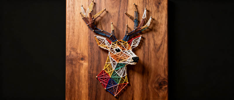 彩线鹿头艺术图片