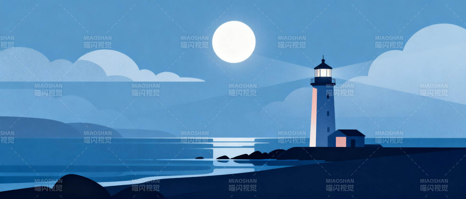 月夜灯塔图片