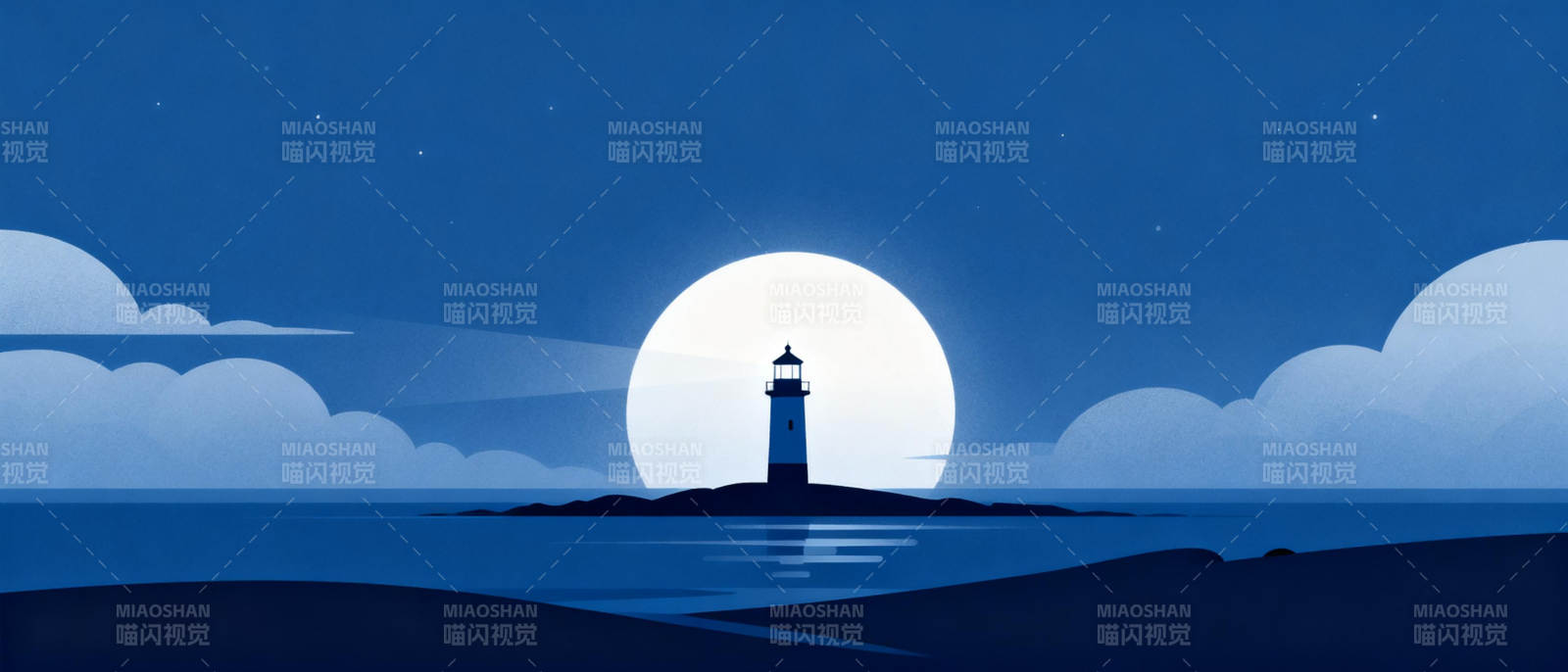 月夜灯塔图片