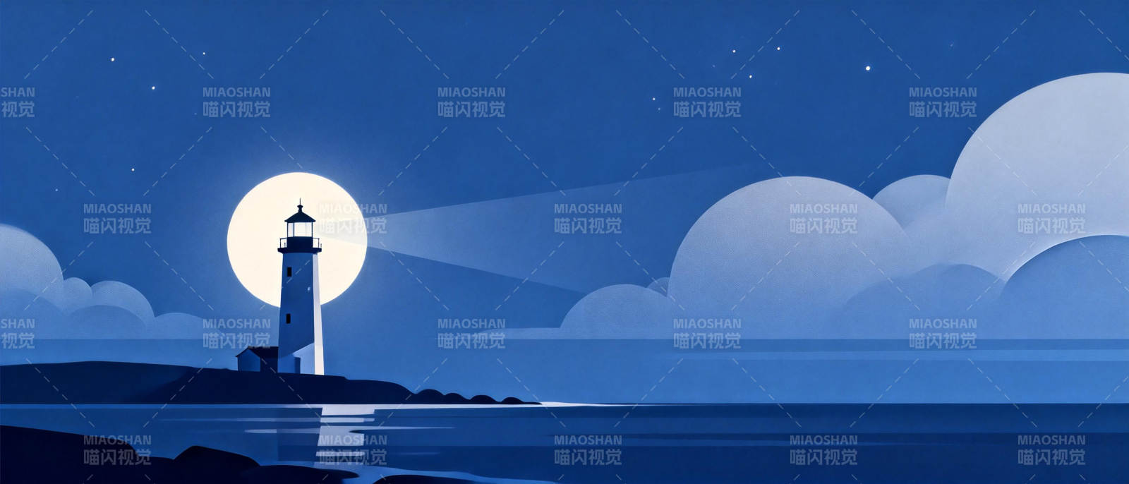 月夜灯塔图片