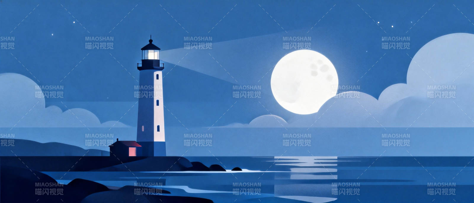 月夜灯塔图片