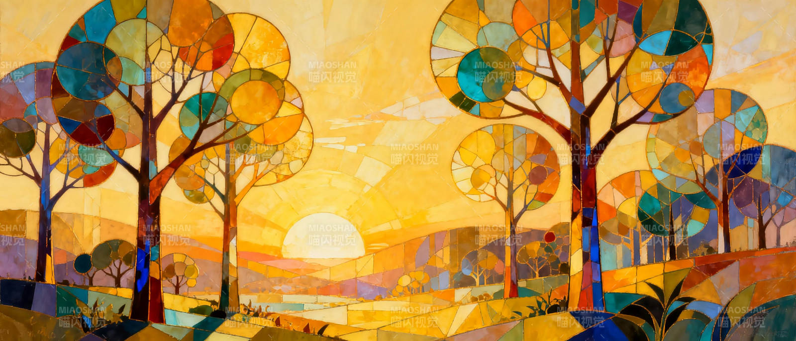 彩树映日图片