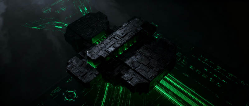 暗夜中的绿色机械图片