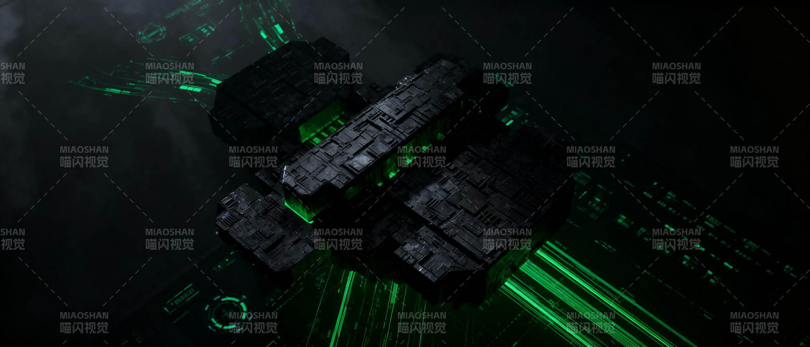 暗夜中的绿色机械图片