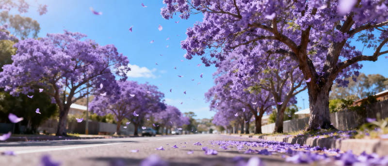 紫花飘落街景图片