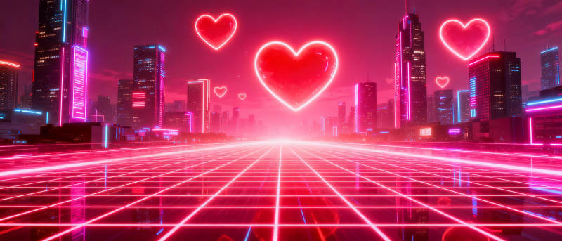 霓虹心城夜景图片