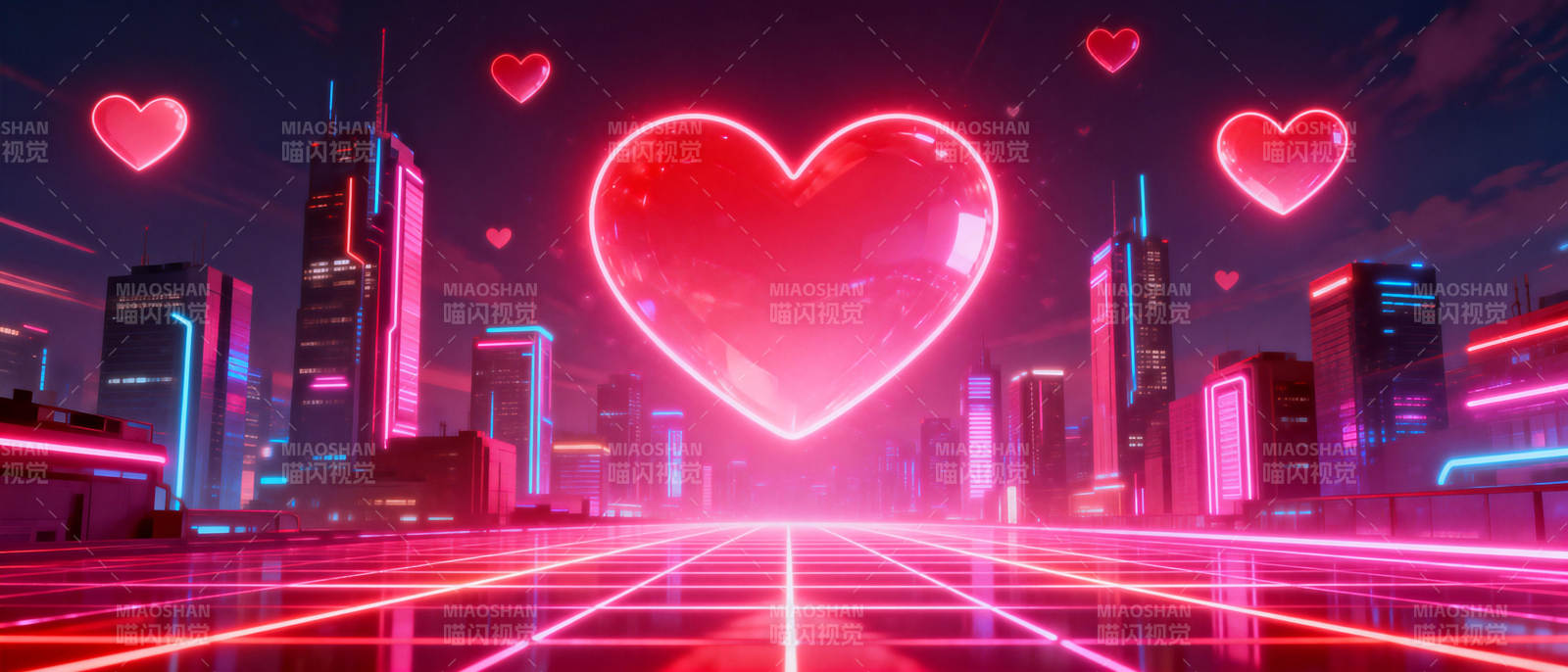 霓虹心城夜景图片