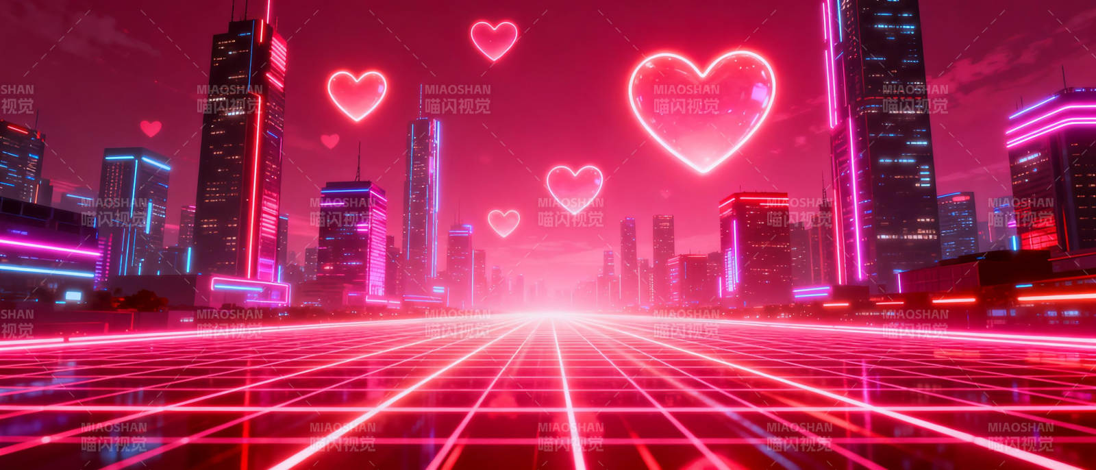 霓虹心城夜景图片