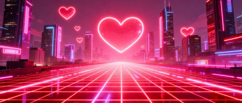 霓虹心城夜景图片