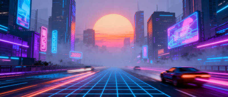 霓虹都市夜景图片