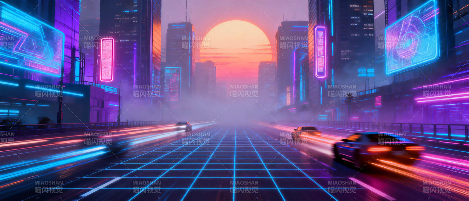 霓虹都市夜景图片