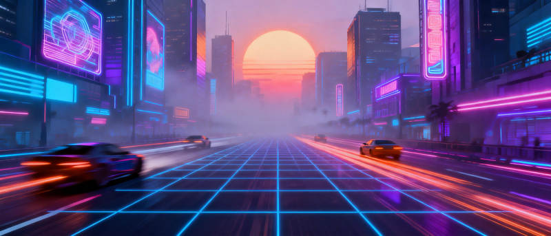 霓虹都市夜景图片