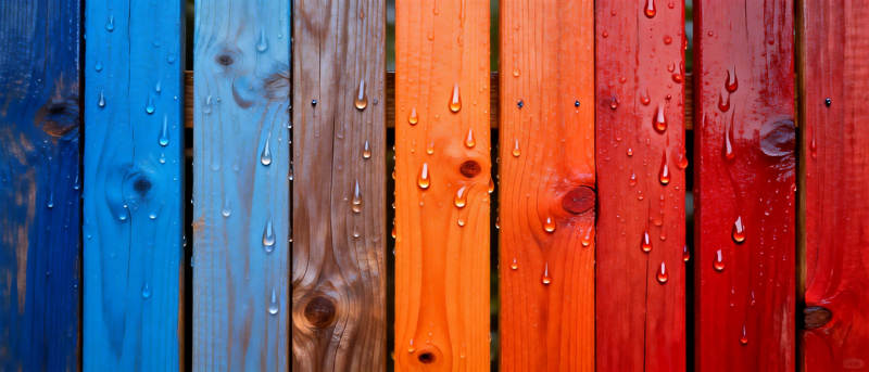 彩虹木板上的雨滴图片